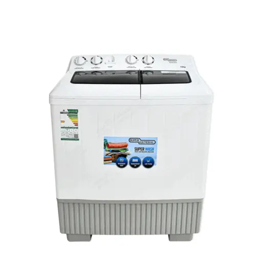 غسالة حوضين سوبر جنرال 12 كيلو – ابيض Ksgw1286n غسالة حوضين