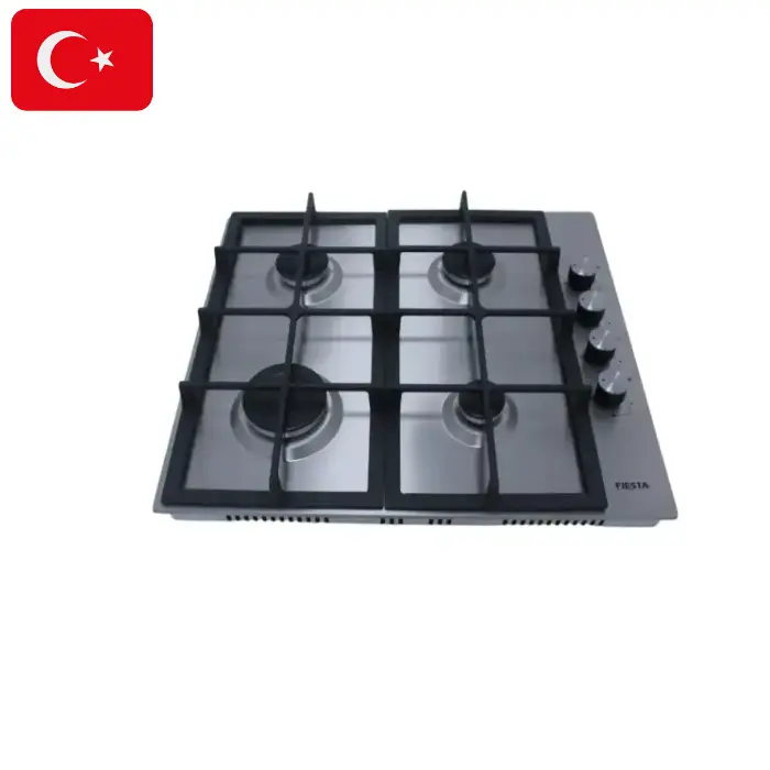 بتوجاز سطحي غاز فيستا 4 عيون بلت ان - 60*60 سم - ستيل HB602VMTS بتوجاز سطحي