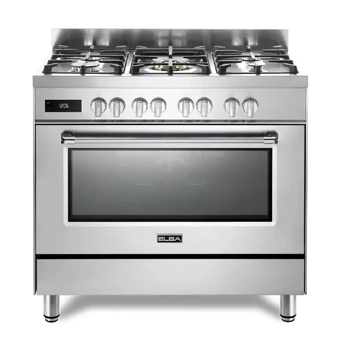 فرن غاز وكهرباء البا 5 عيون فري ستاند - 90 سم - ستيل EX 965 M SA فرن غاز وكهرباء