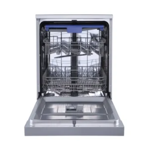 a dishwasher with plates and dishes in itغسالة صحون وايت وستنجهاوس