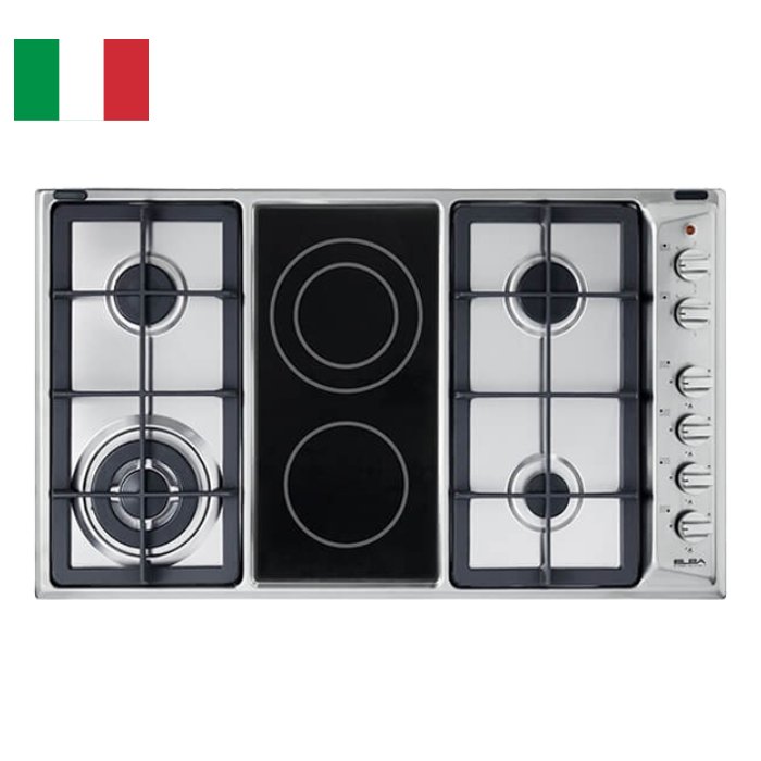 سطح غاز وكهرباء البا 6 عيون - 90 سم بلت ان - ستيل ASEN95-425XD سطح غاز وكهرباء البا